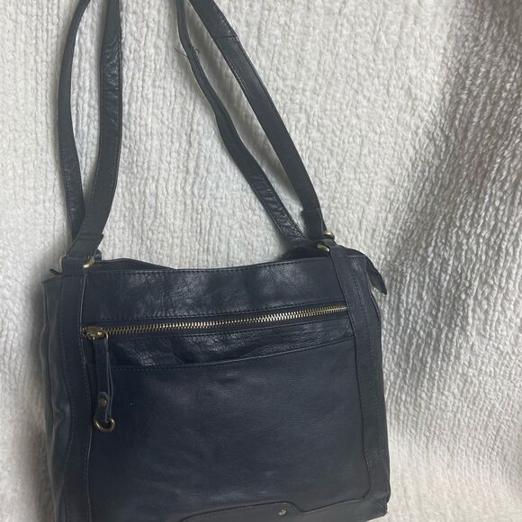 Great American Leather Works Black Leather Shoulder Bag brass tone hardwares - Picture 5 of 11